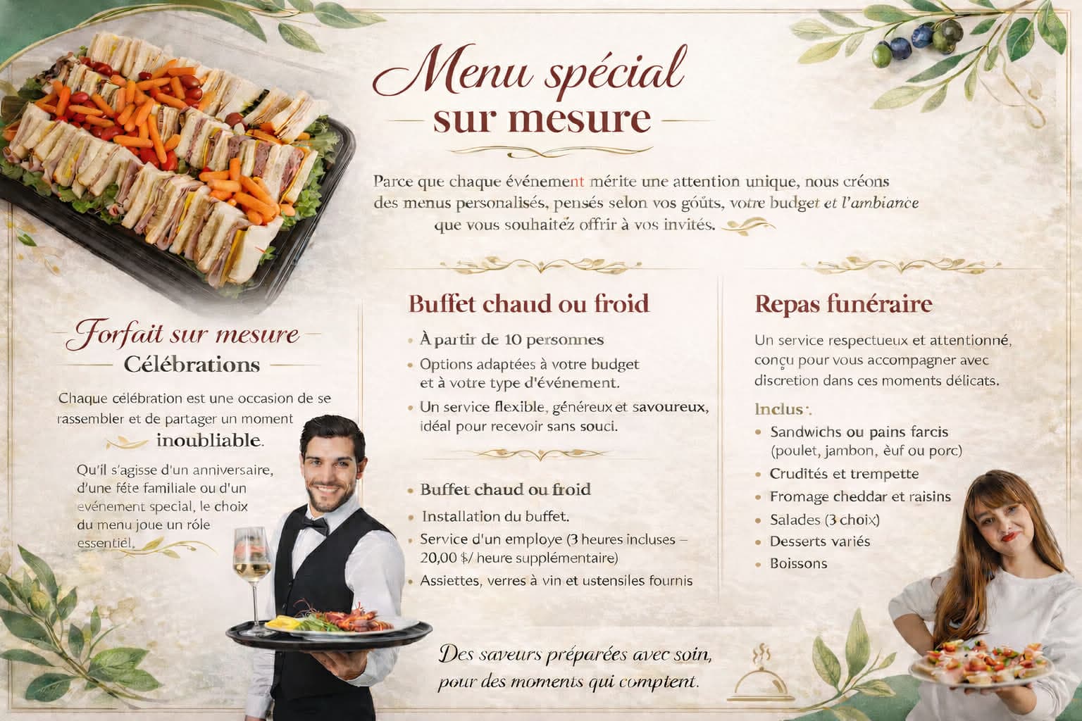 Menu traiteur Cantine Myro — salade fraîche et plats variés