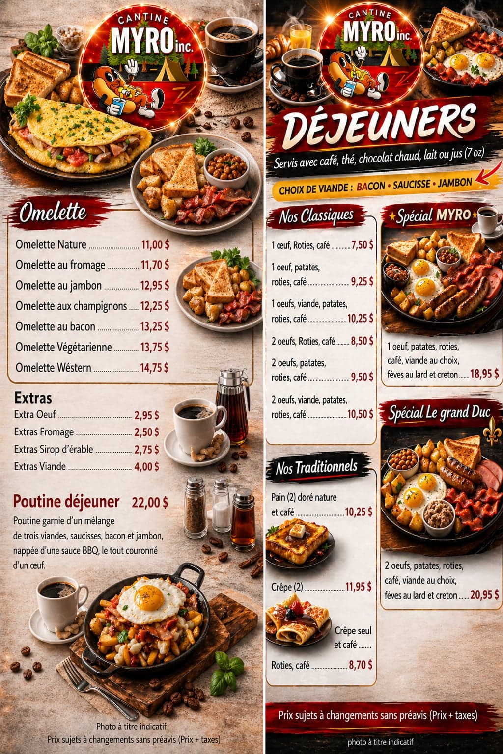 Menu Déjeuner