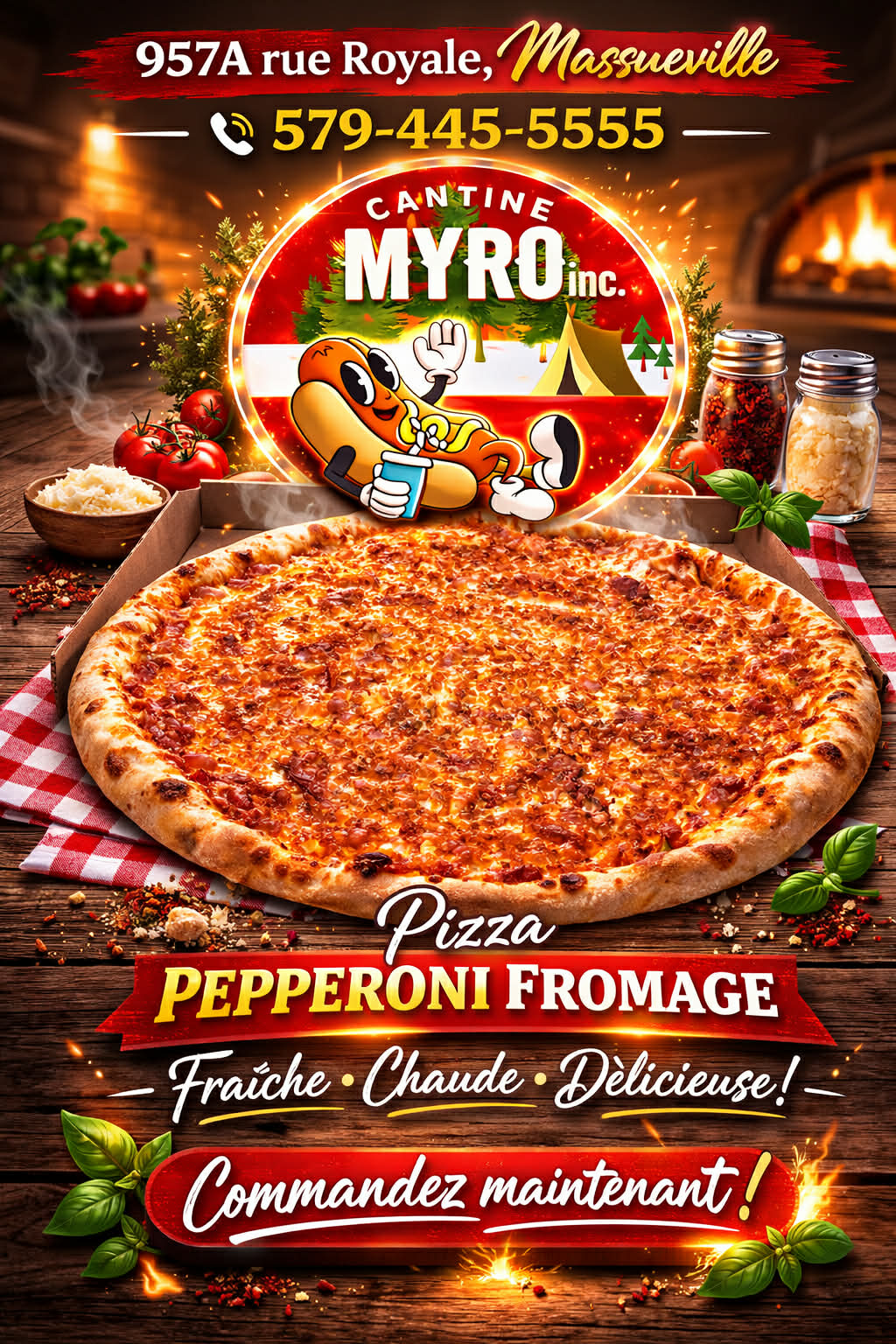 Pizza pepperoni fromage Cantine Myro